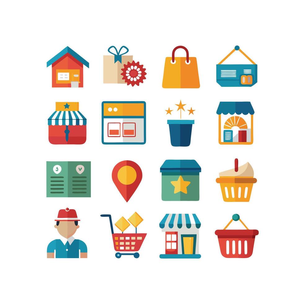 Retail and Shopping Icon Set Collection Illustration vector