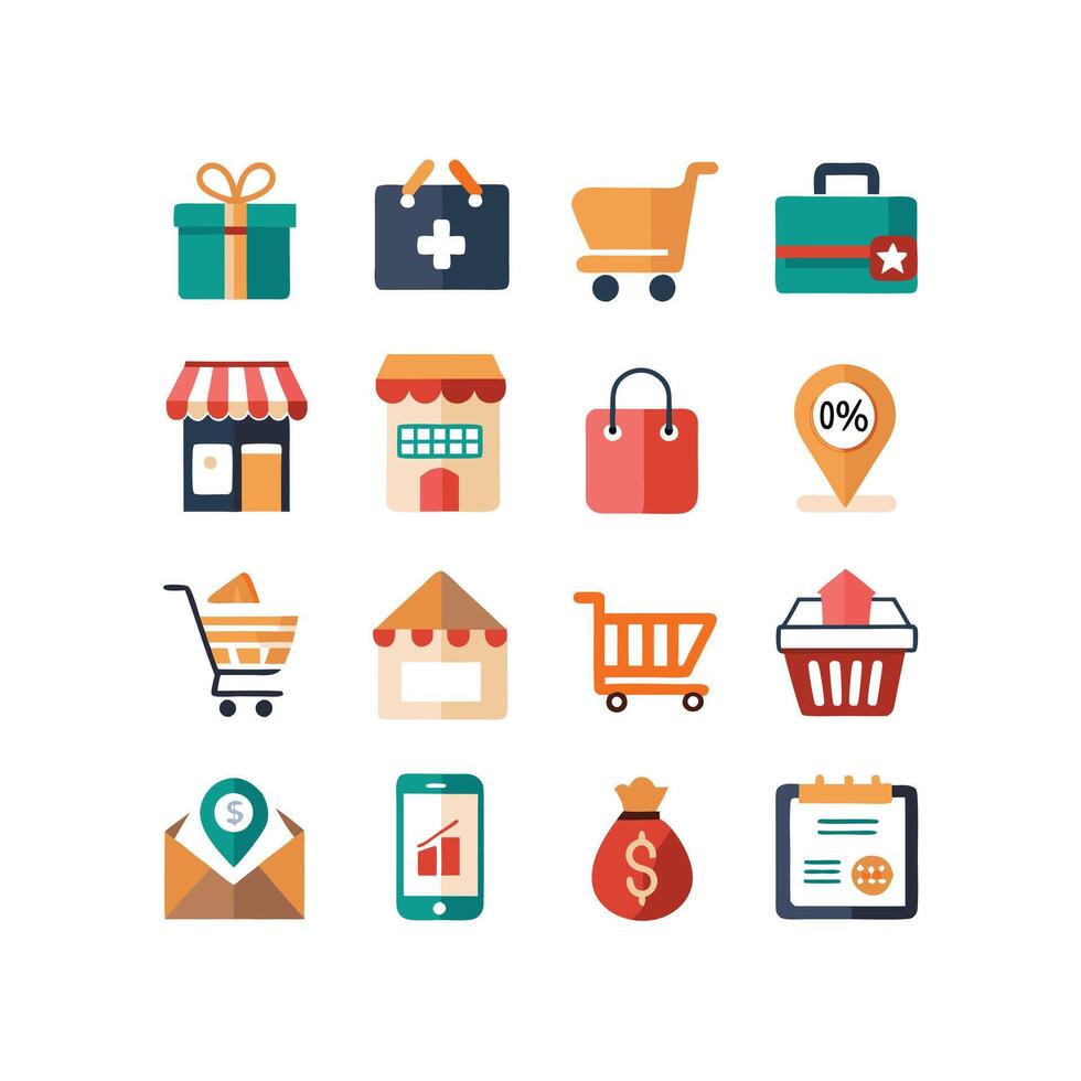 Retail and Shopping Icon Set Collection Illustration vector