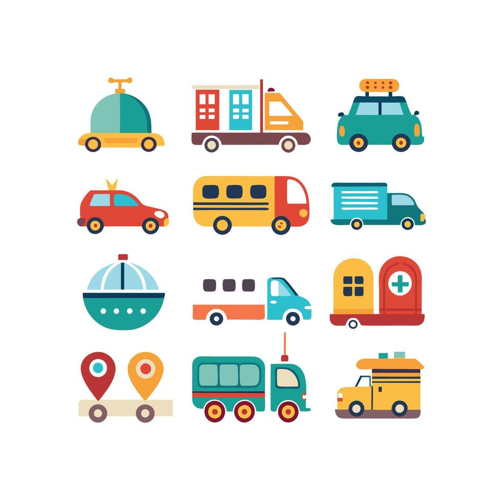 Transportation Icon Set Collection Illustration vector