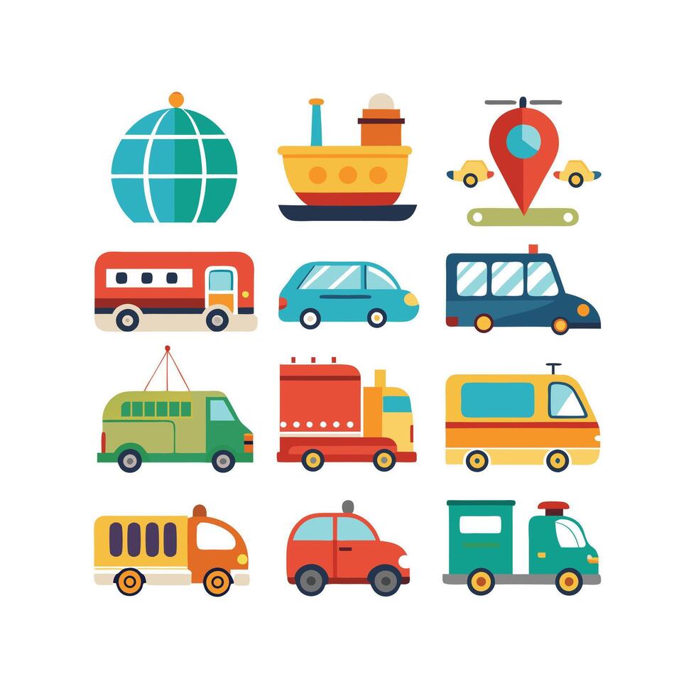 Transportation Icon Set Collection Illustration vector