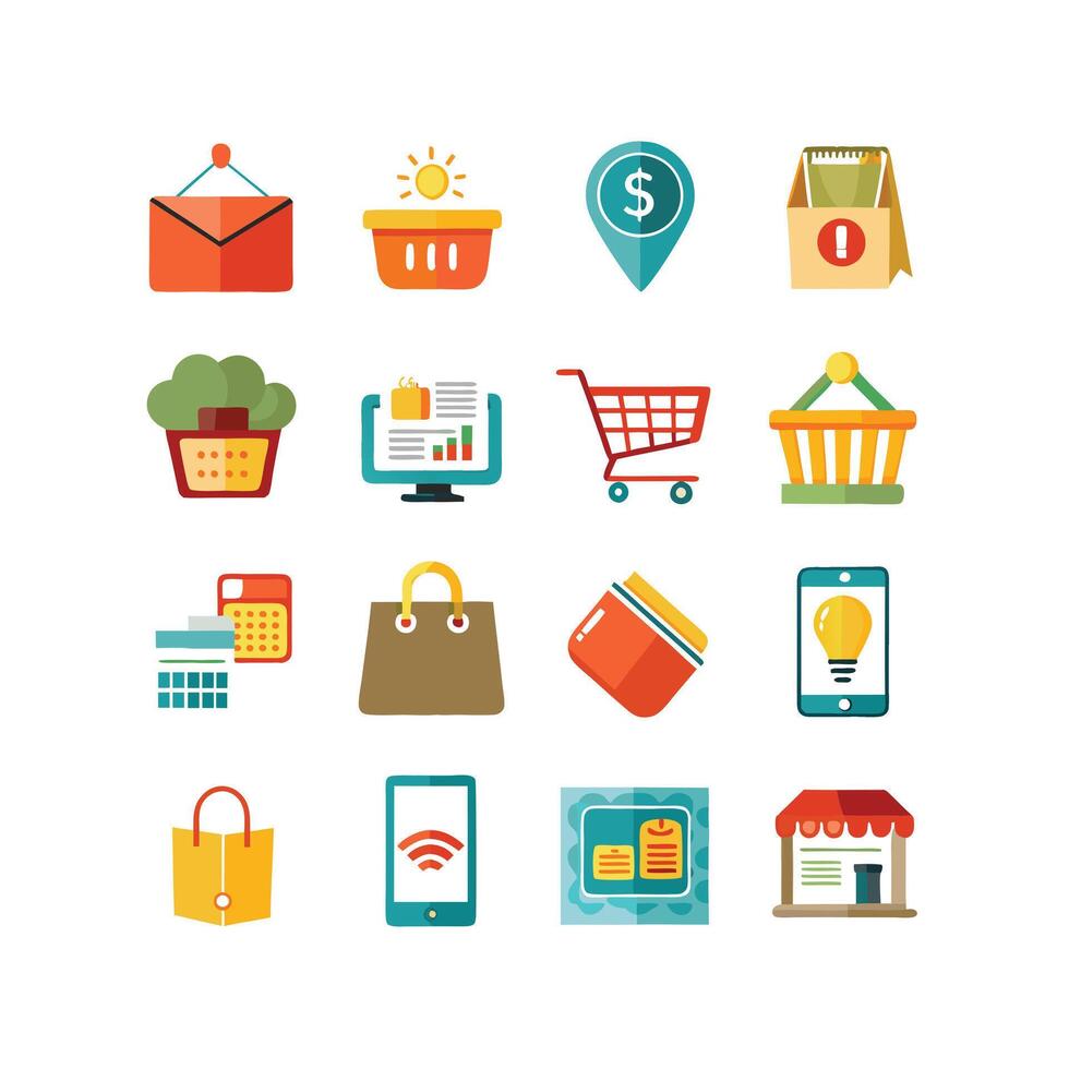 Retail and Shopping Icon Set Collection Illustration vector