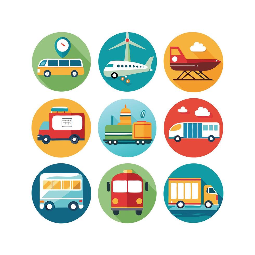 Transportation Icon Set Collection Illustration vector