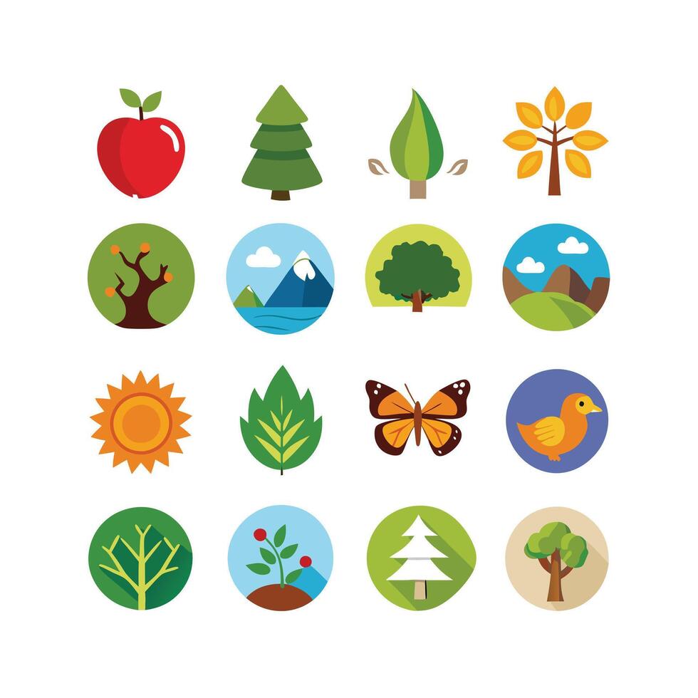 Nature Icon Set Collection Illustration vector