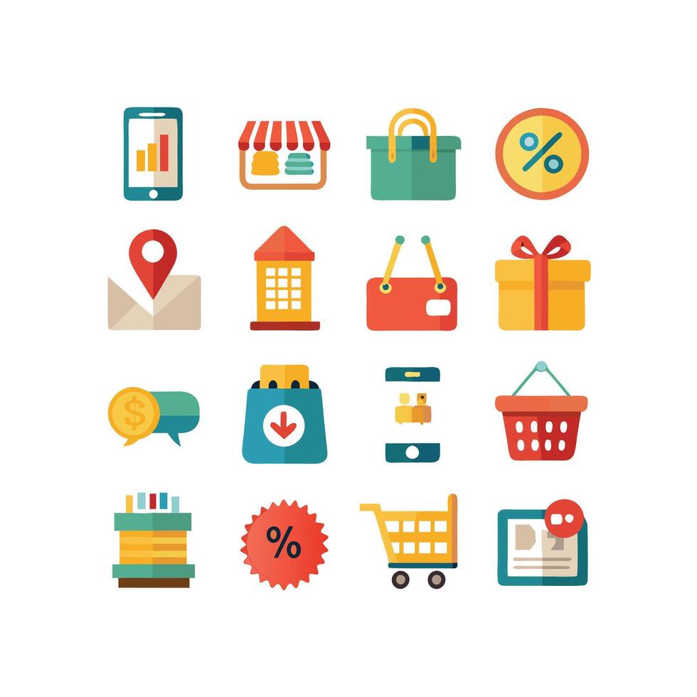 Retail and Shopping Icon Set Collection Illustration vector