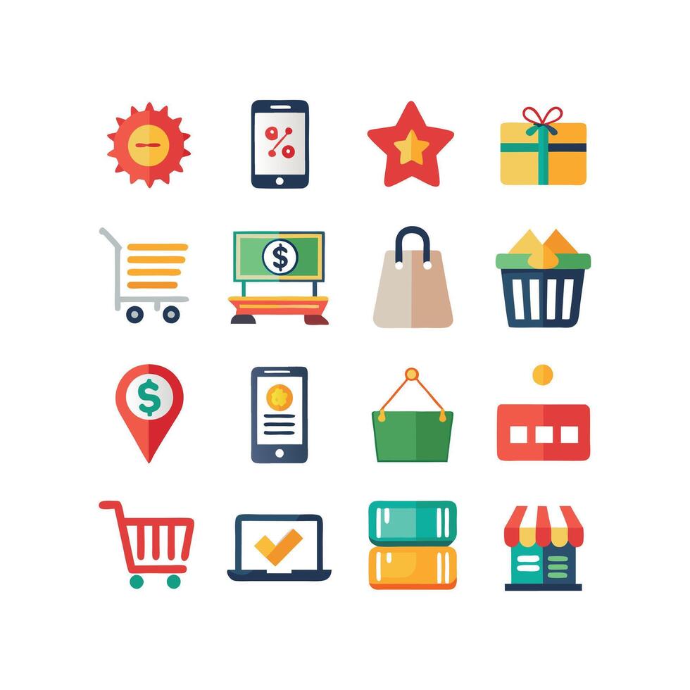 Retail and Shopping Icon Set Collection Illustration vector