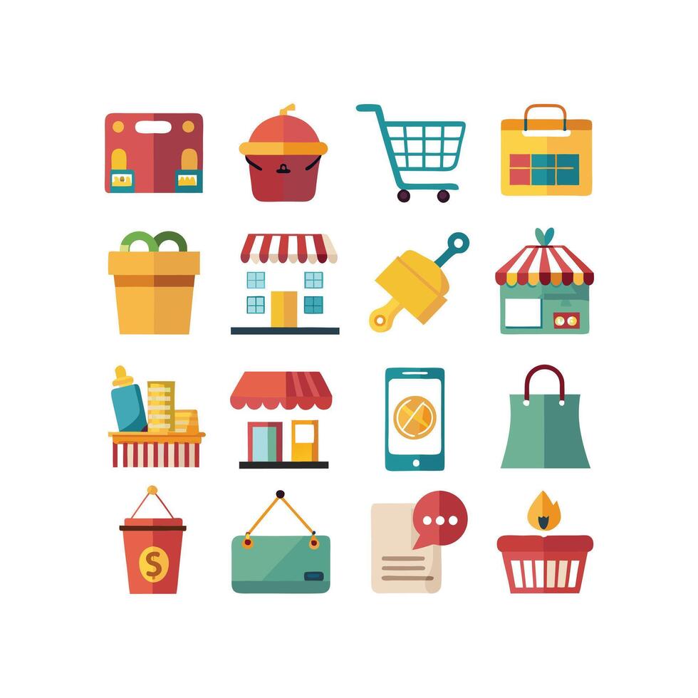 Retail and Shopping Icon Set Collection Illustration vector