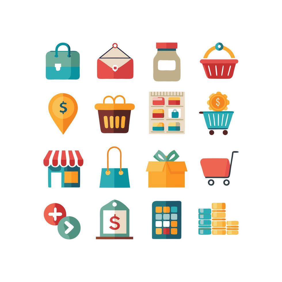 Retail and Shopping Icon Set Collection Illustration vector