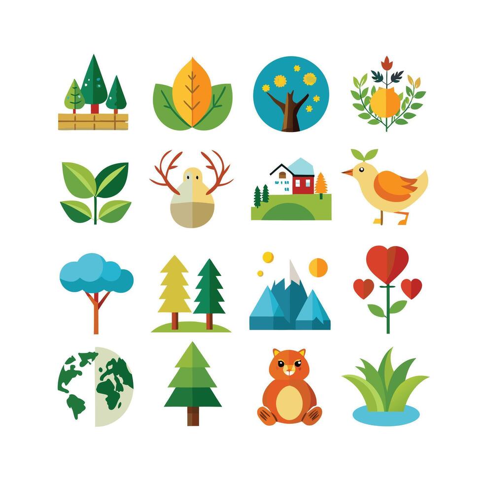 Nature Icon Set Collection Illustration vector