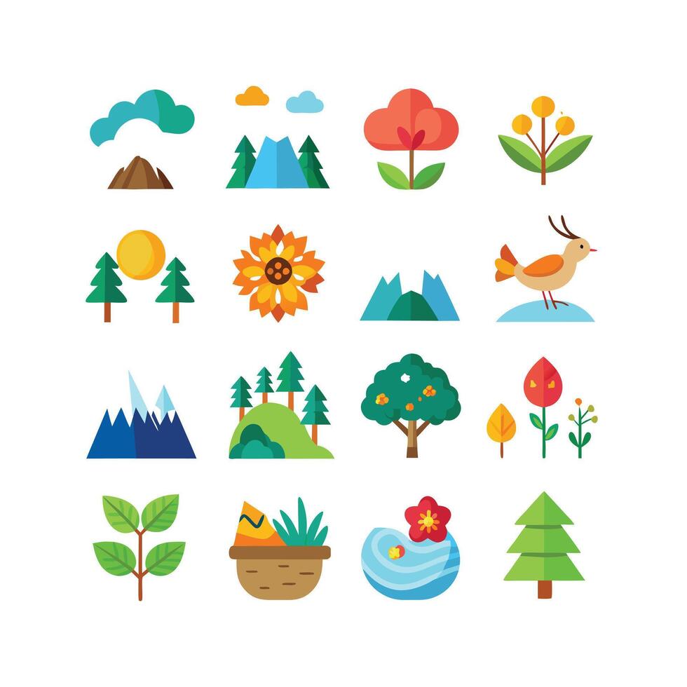 Nature Icon Set Collection Illustration vector