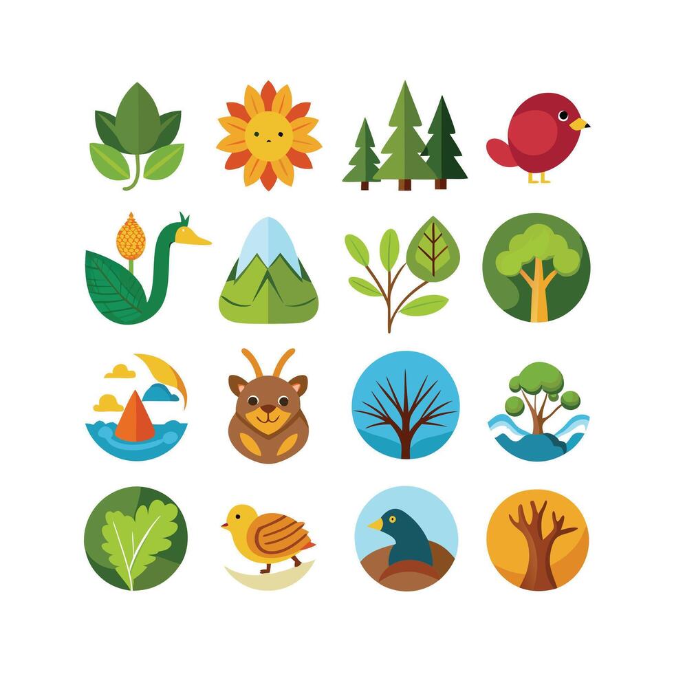 Nature Icon Set Collection Illustration vector