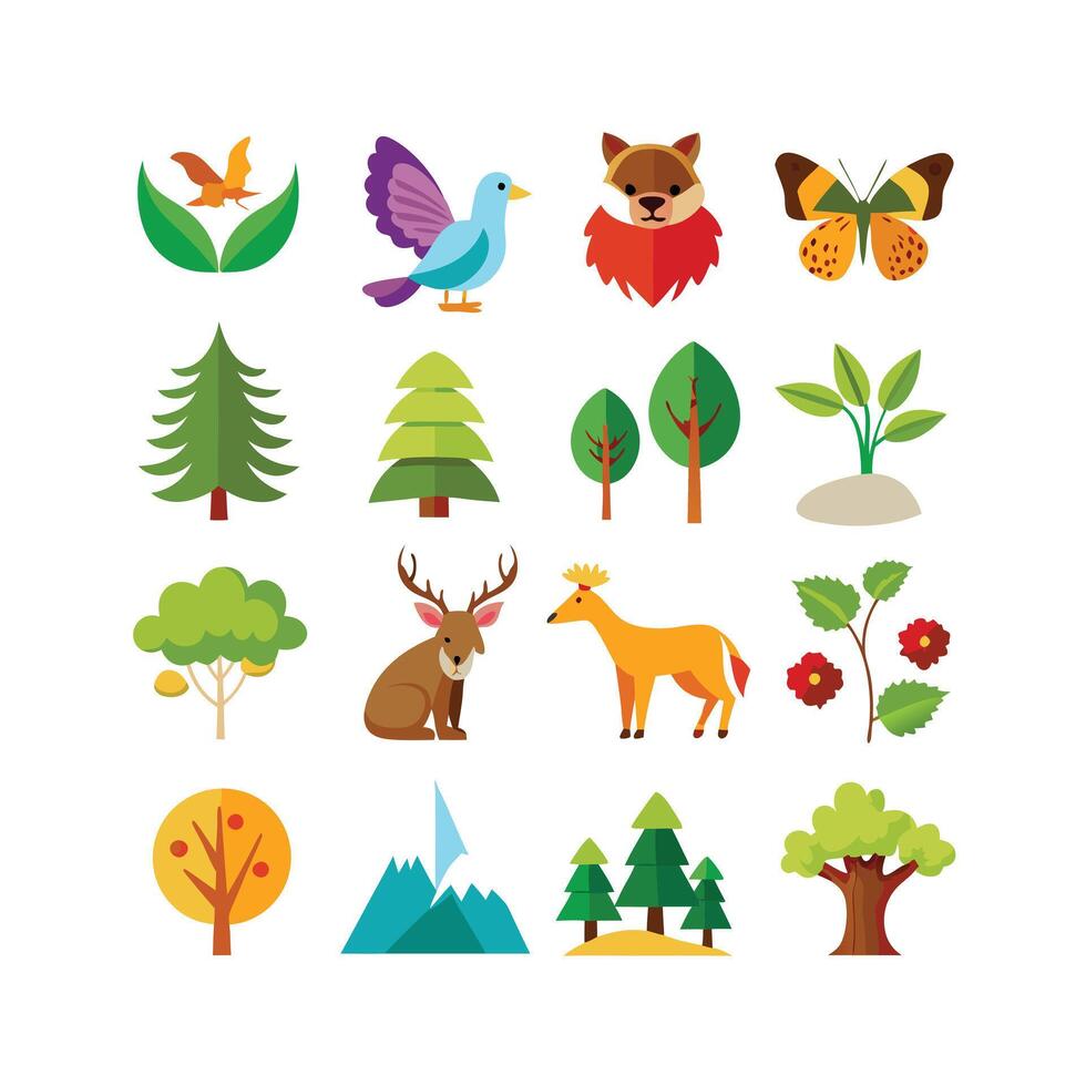 Nature Icon Set Collection Illustration vector