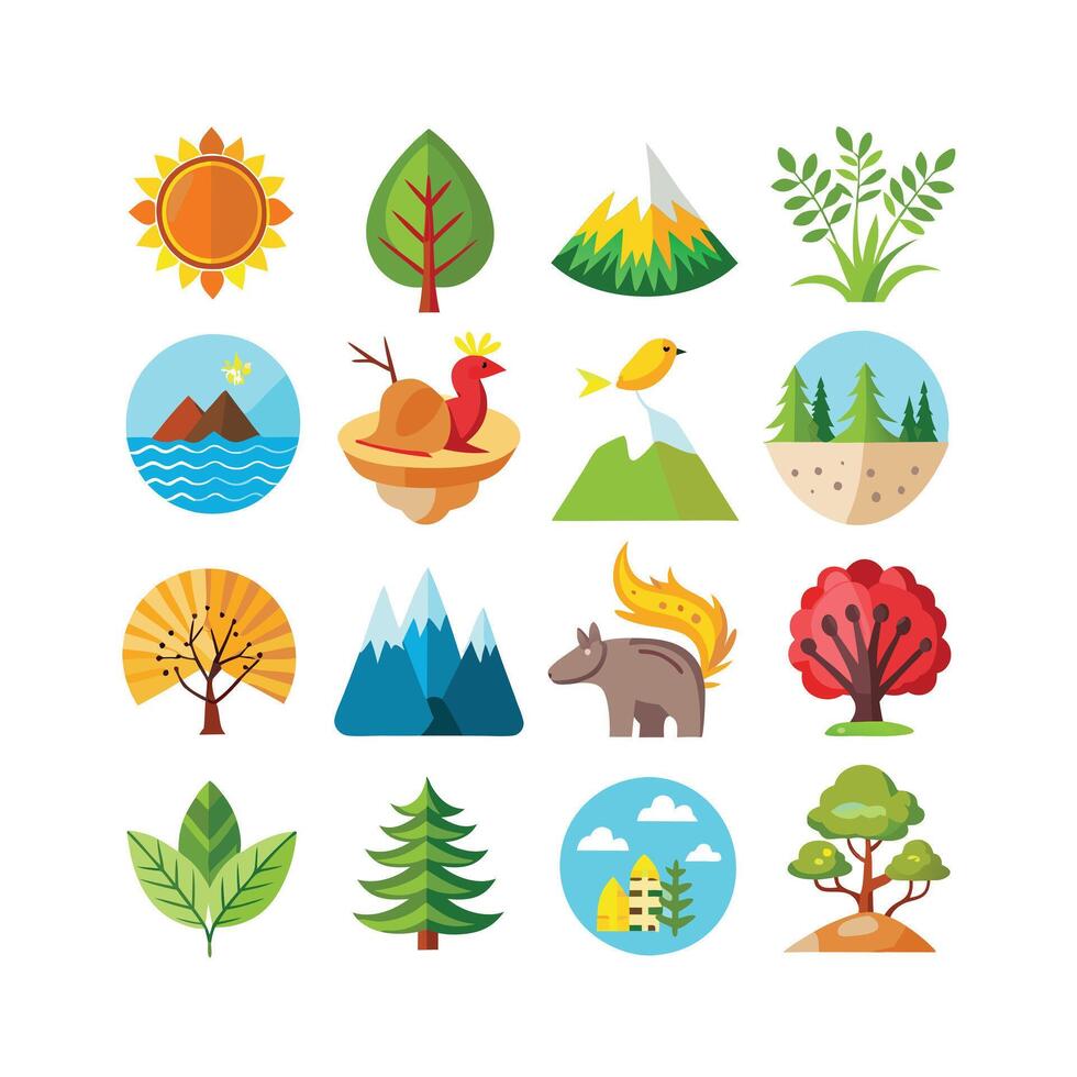 Nature Icon Set Collection Illustration vector
