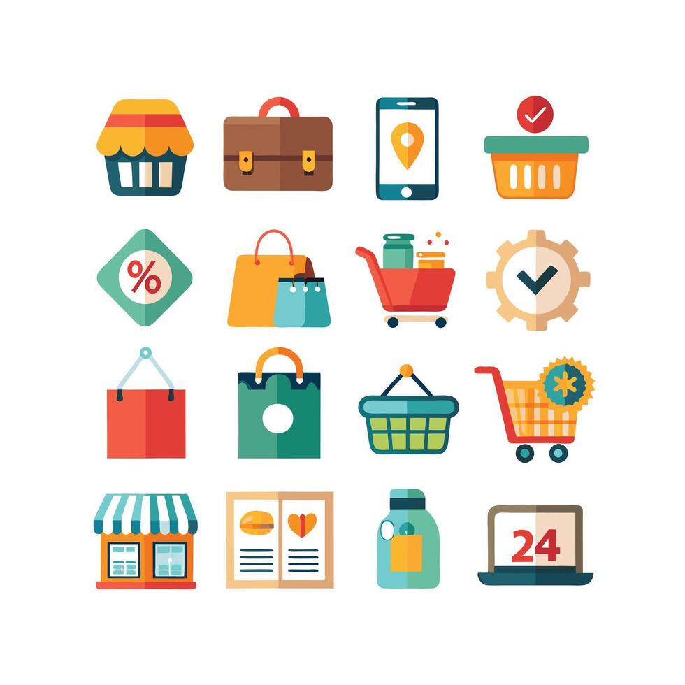 Retail and Shopping Icon Set Collection Illustration vector