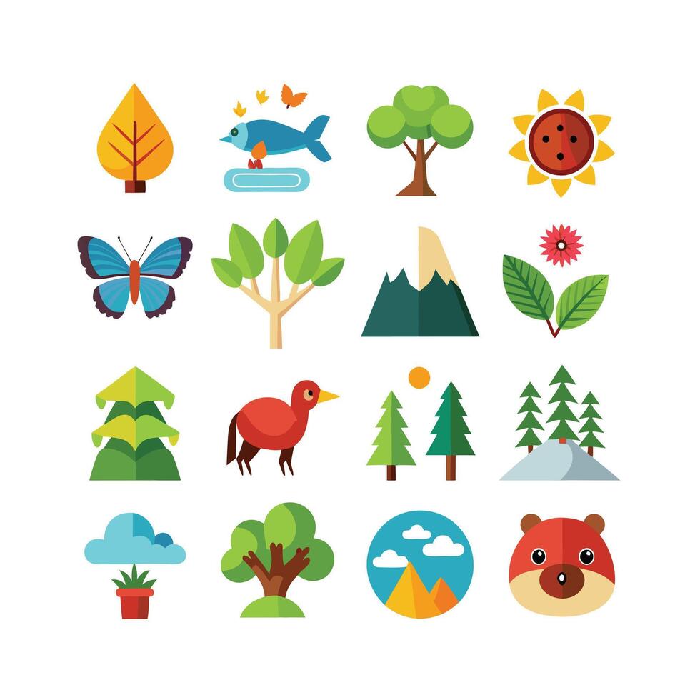 Nature Icon Set Collection Illustration vector