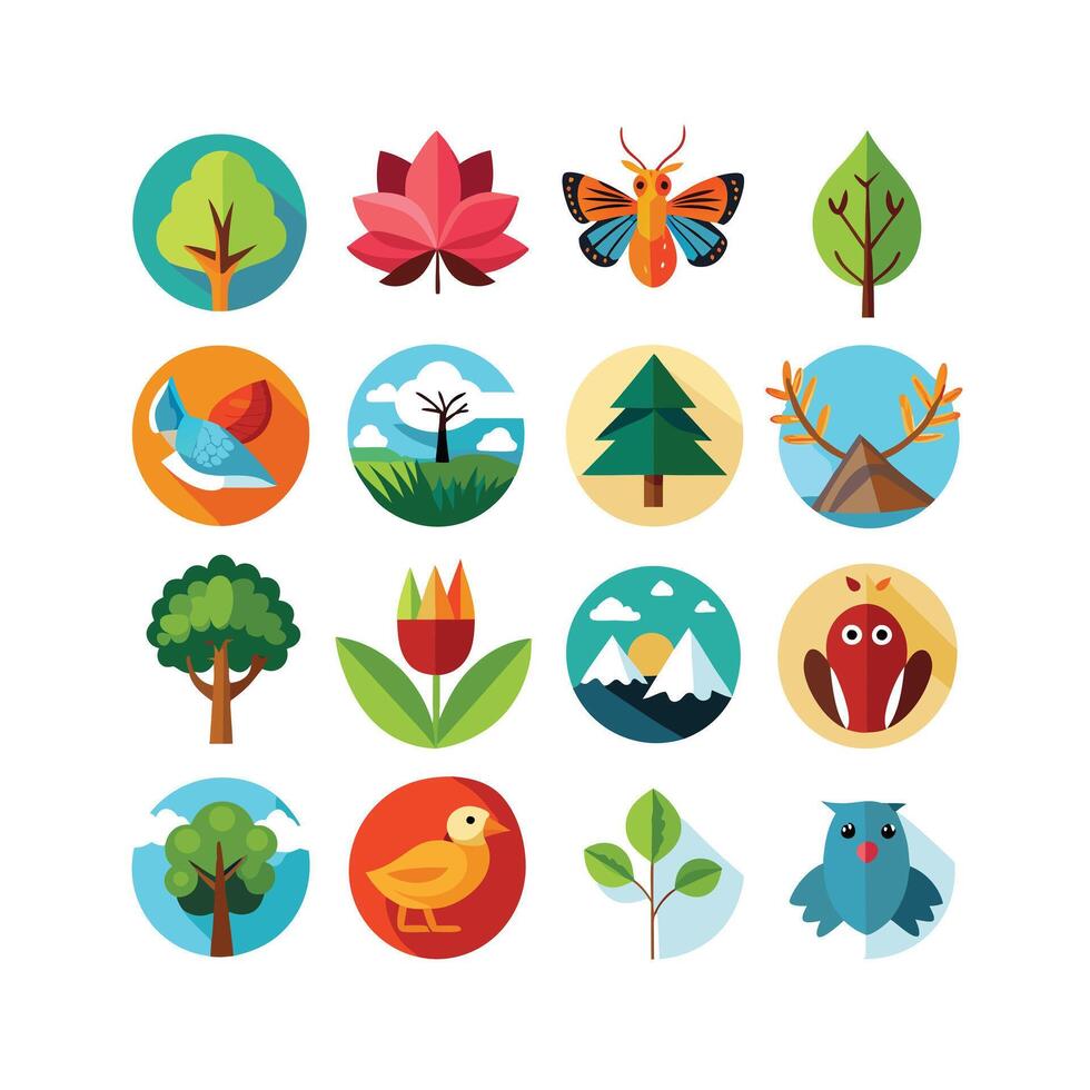 Nature Icon Set Collection Illustration vector