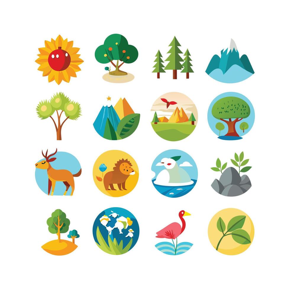 Nature Icon Set Collection Illustration vector