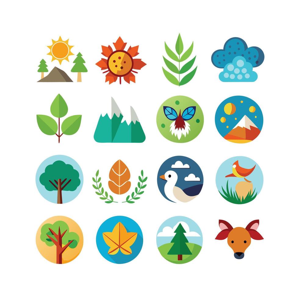 Nature Icon Set Collection Illustration vector