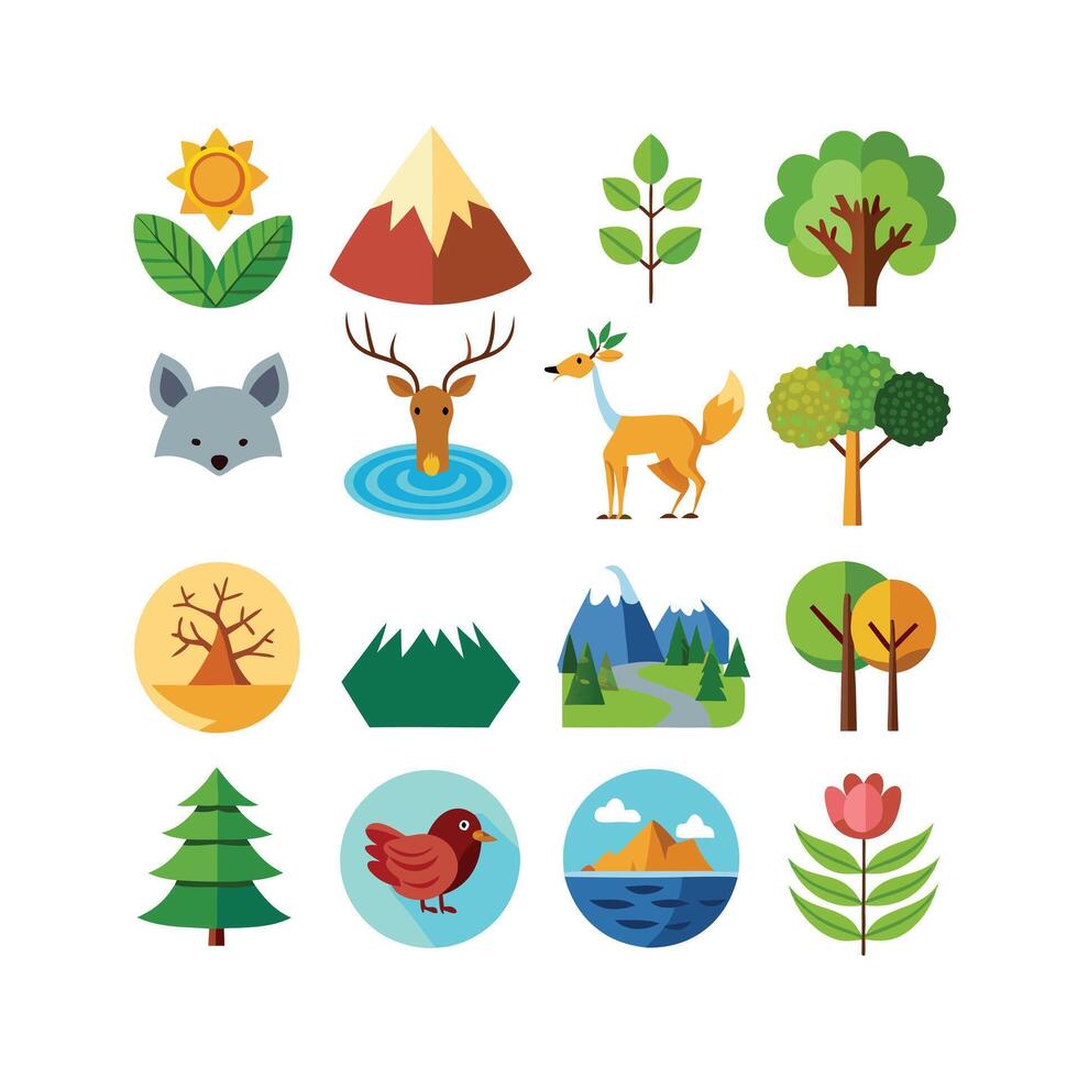 Nature Icon Set Collection Illustration vector