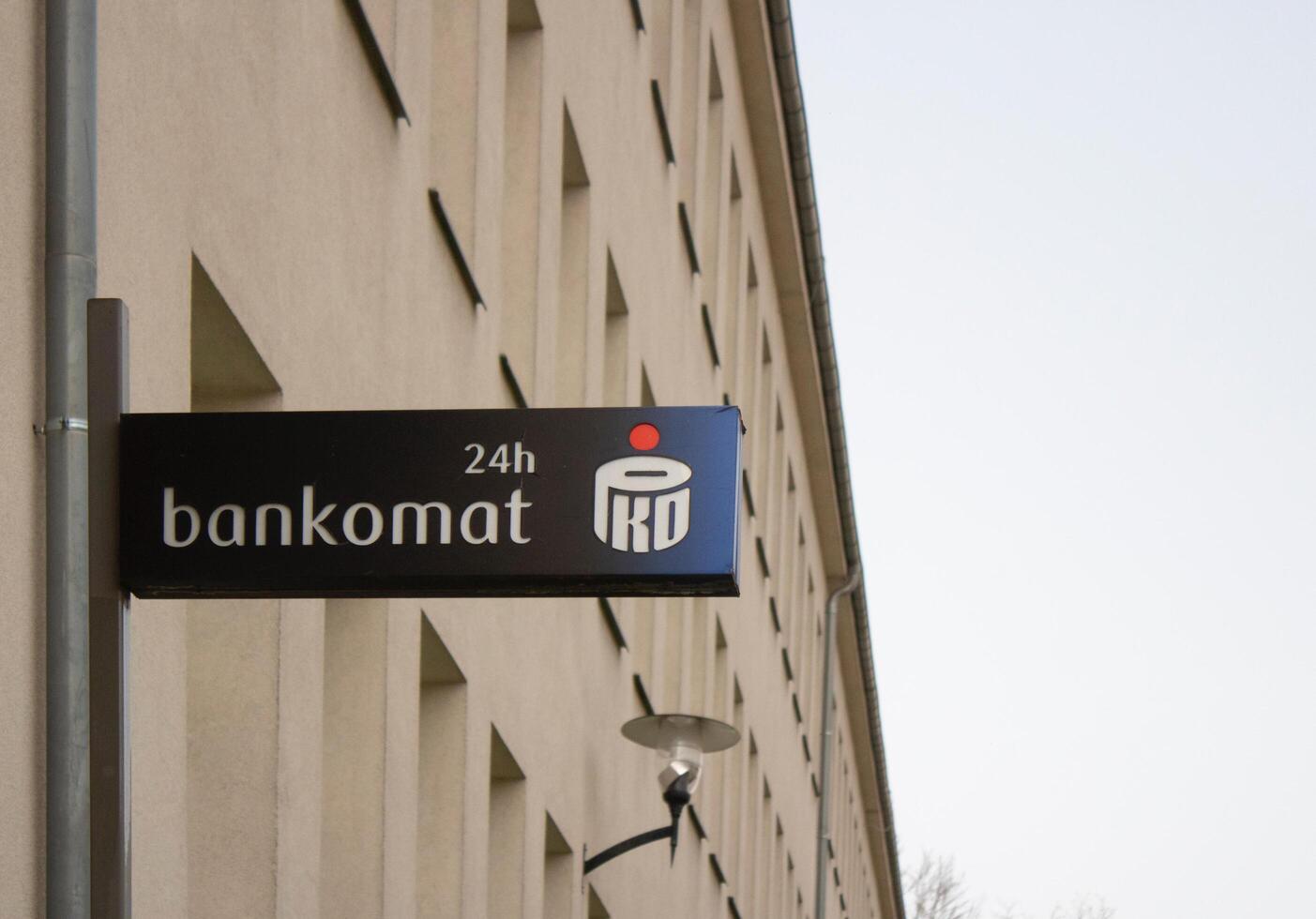 Poznan, Poland - 04.14.2024 Signboard for the location of PKO ATM photo