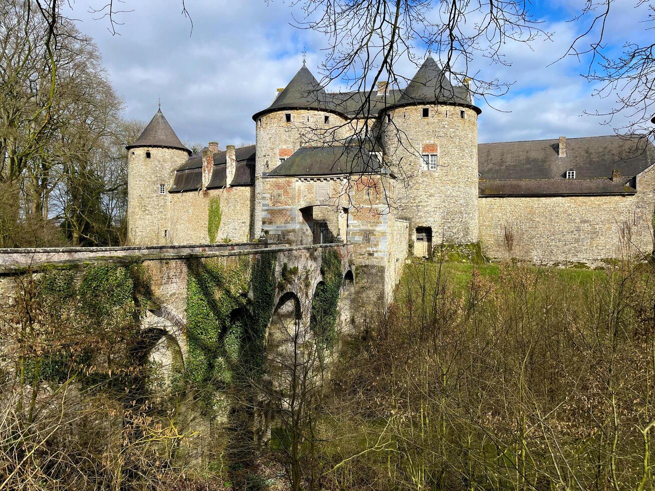 Wallonia, Belgium 02.24.2024 The Castle of Corroy le Chateau is a medieval castle in the province of Namur photo