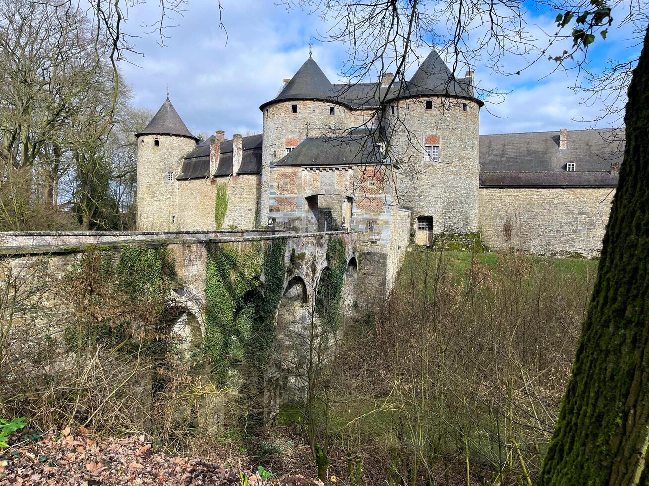 Wallonia, Belgium 02.24.2024 The Castle of Corroy le Chateau is a medieval castle in the province of Namur photo
