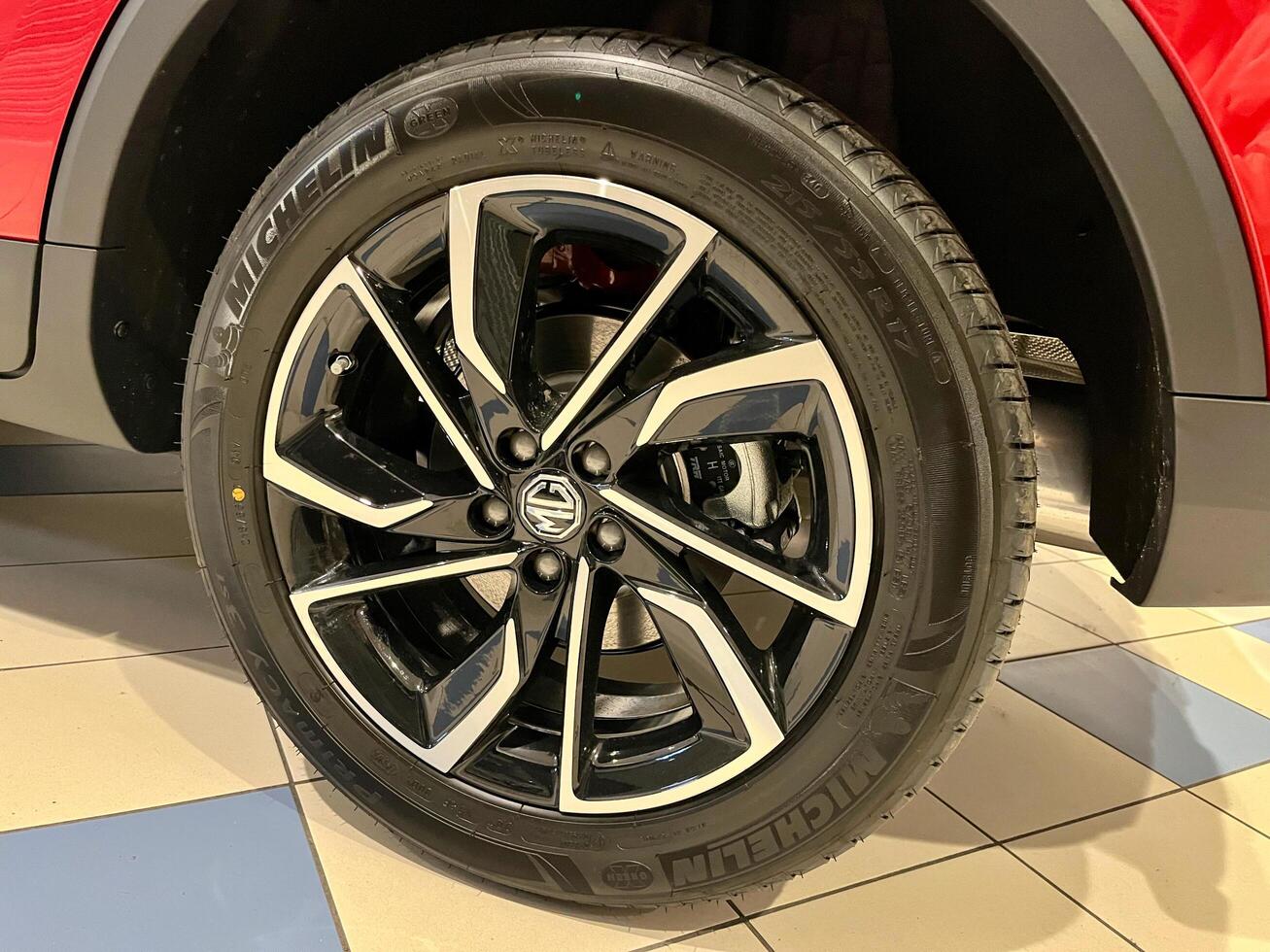 Poznan, Poland - 02.03.2024 Michelin tire installed on an MG brand car photo