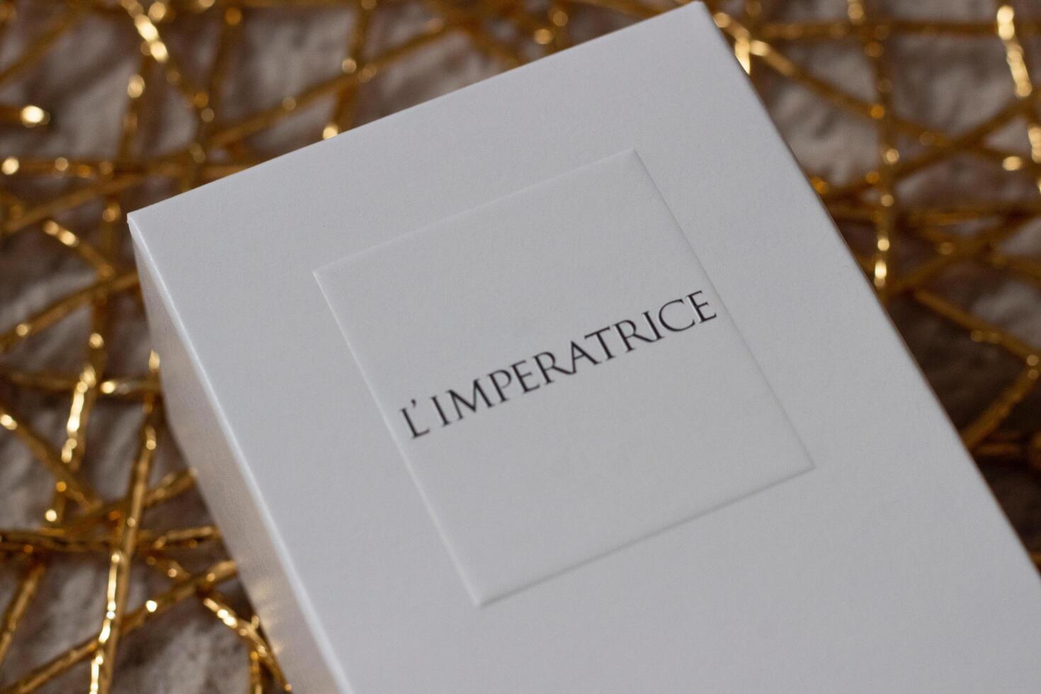Poznan, Poland - 01.05.2023 Elegant bottle of Dolce Gabbana l'imperatrice women's perfume close-up photo