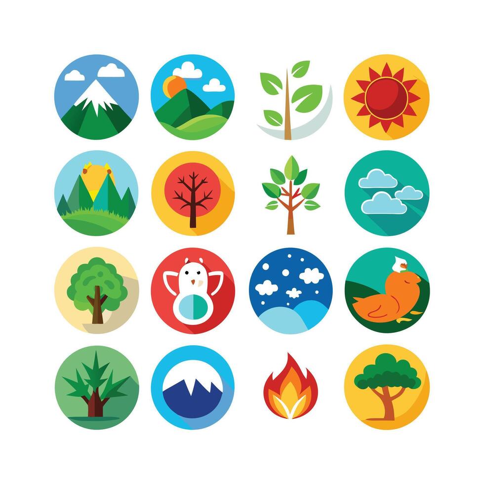Nature Icon Set Collection Illustration vector