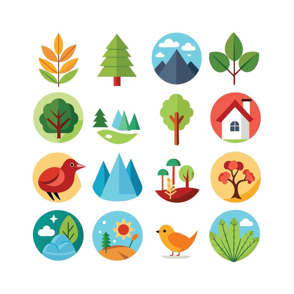 Nature Icon Set Collection Illustration vector