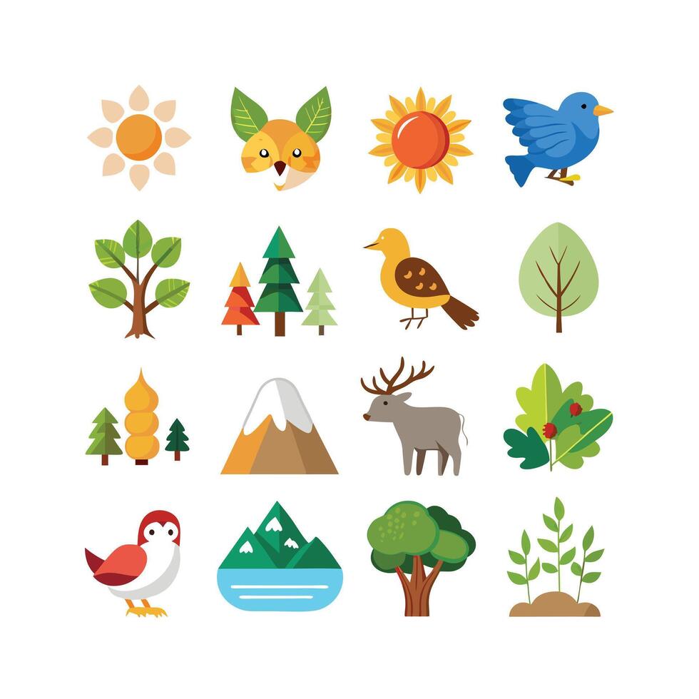 Nature Icon Set Collection Illustration vector
