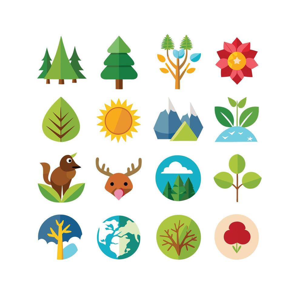 Nature Icon Set Collection Illustration vector