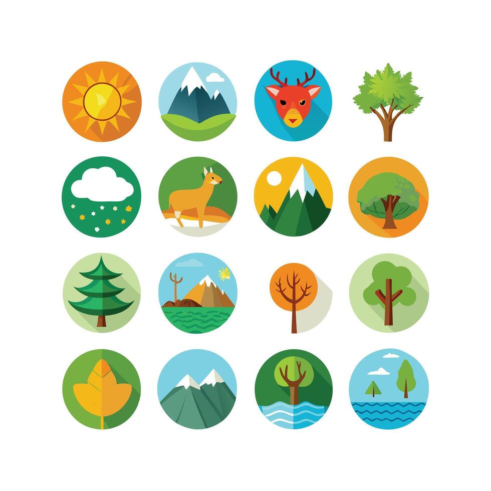 Nature Icon Set Collection Illustration vector