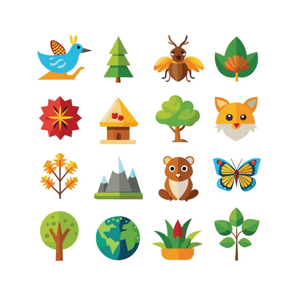 Nature Icon Set Collection Illustration vector