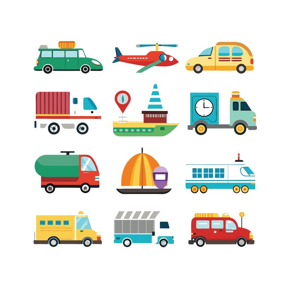 Transportation Icon Set Collection Illustration vector
