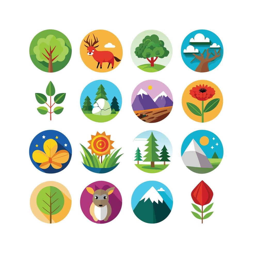 Nature Icon Set Collection Illustration vector