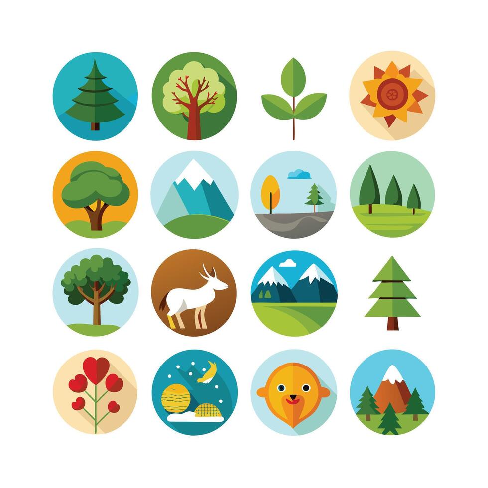 Nature Icon Set Collection Illustration vector