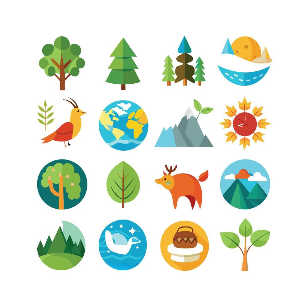 Nature Icon Set Collection Illustration vector
