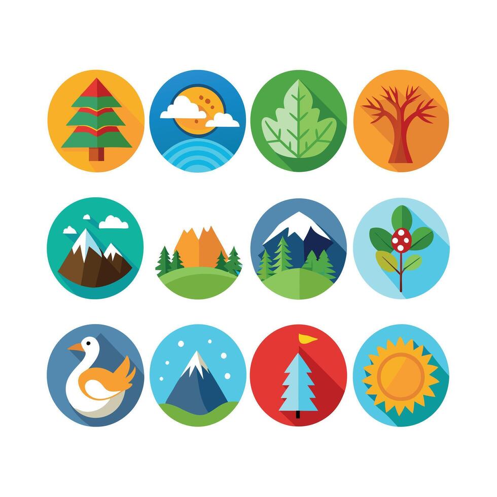 Nature Icon Set Collection Illustration vector