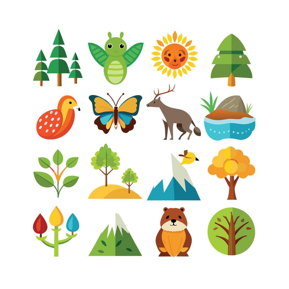 Nature Icon Set Collection Illustration vector