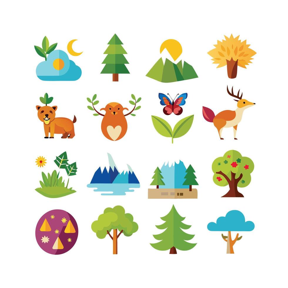 Nature Icon Set Collection Illustration vector