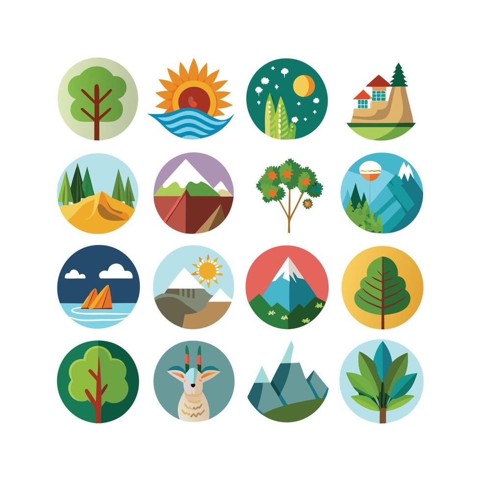Nature Icon Set Collection Illustration vector