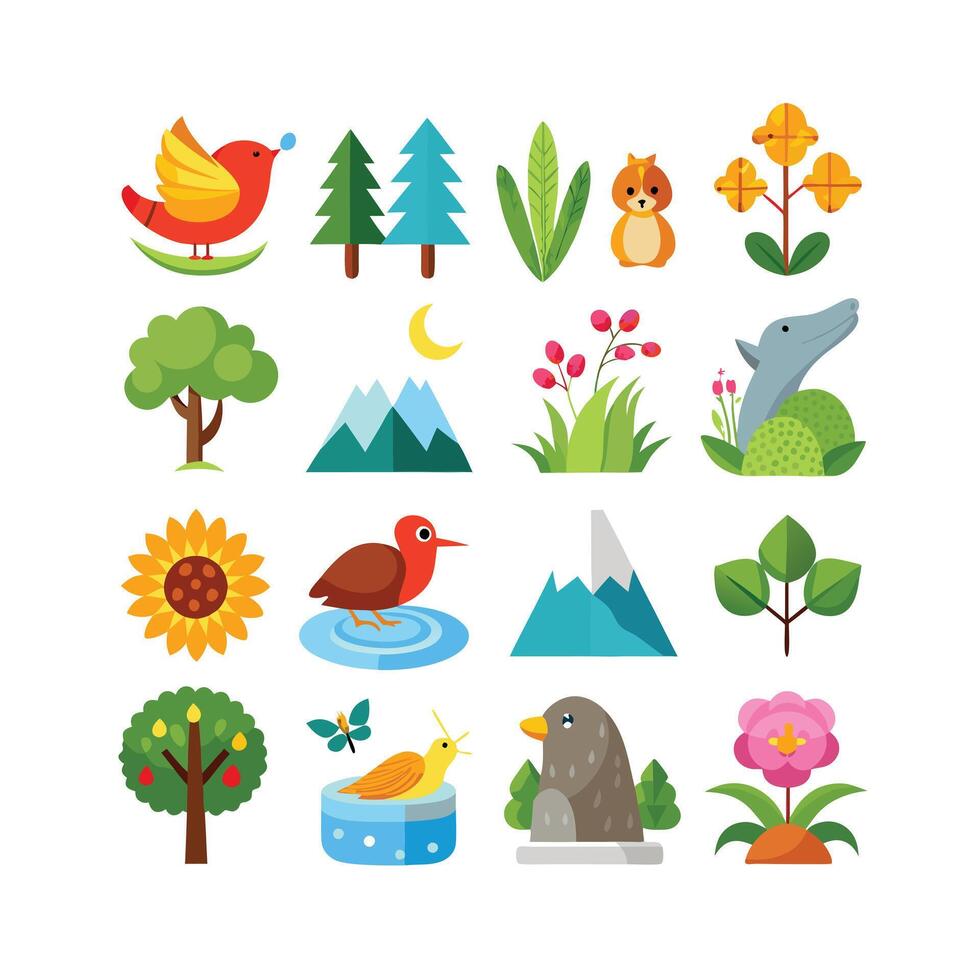 Nature Icon Set Collection Illustration vector