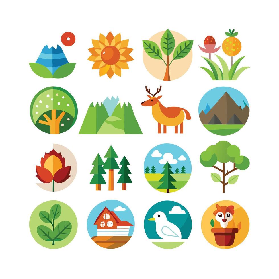 Nature Icon Set Collection Illustration vector