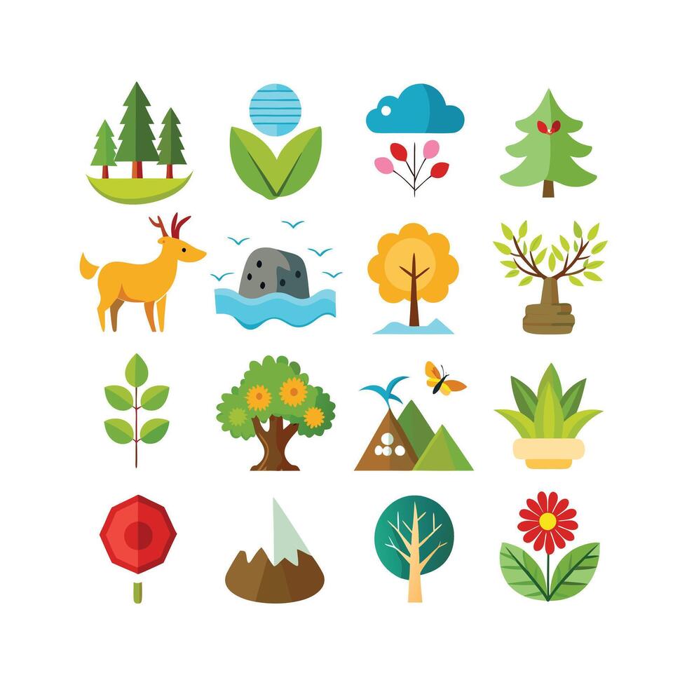 Nature Icon Set Collection Illustration vector