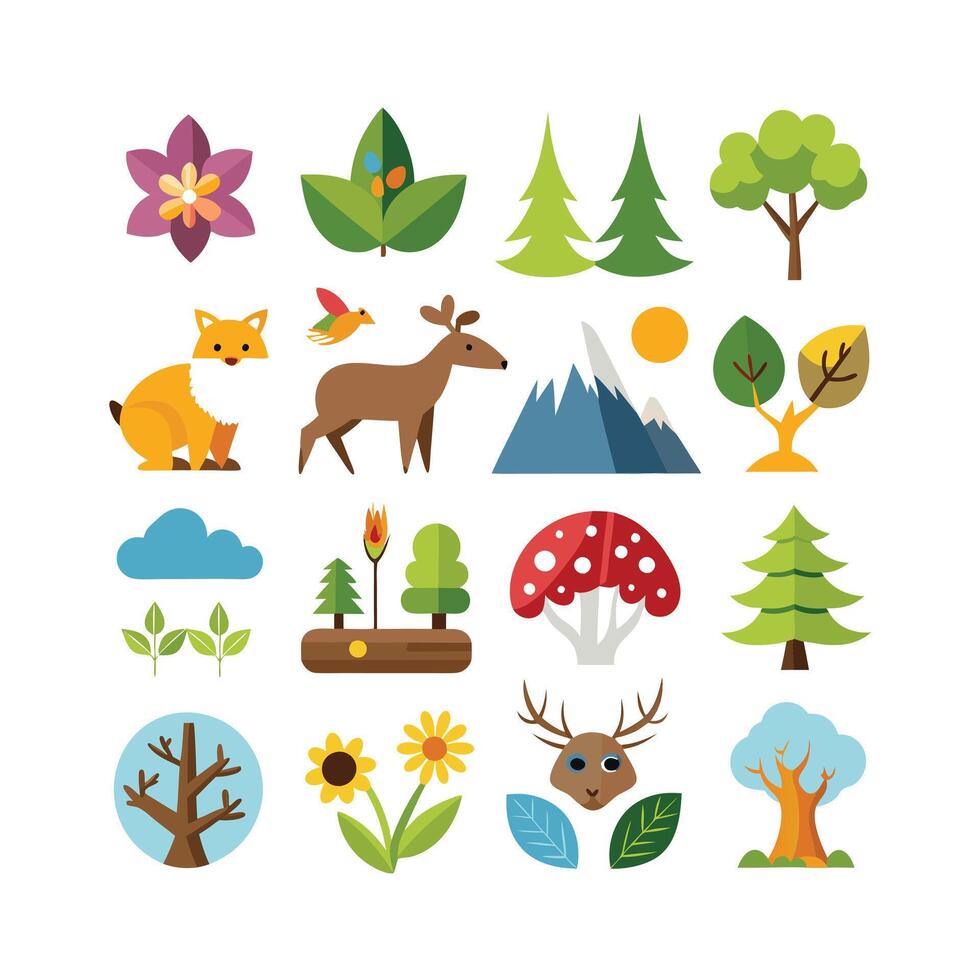 Nature Icon Set Collection Illustration vector