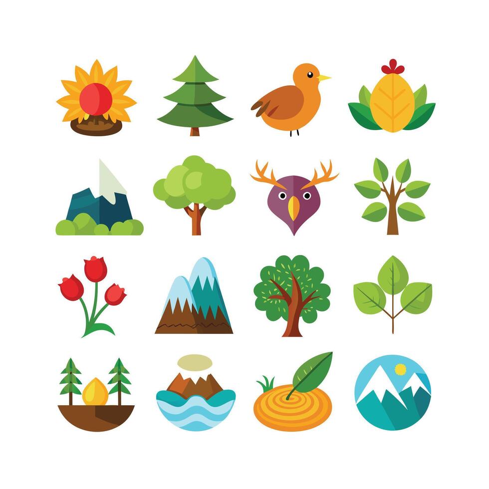 Nature Icon Set Collection Illustration vector