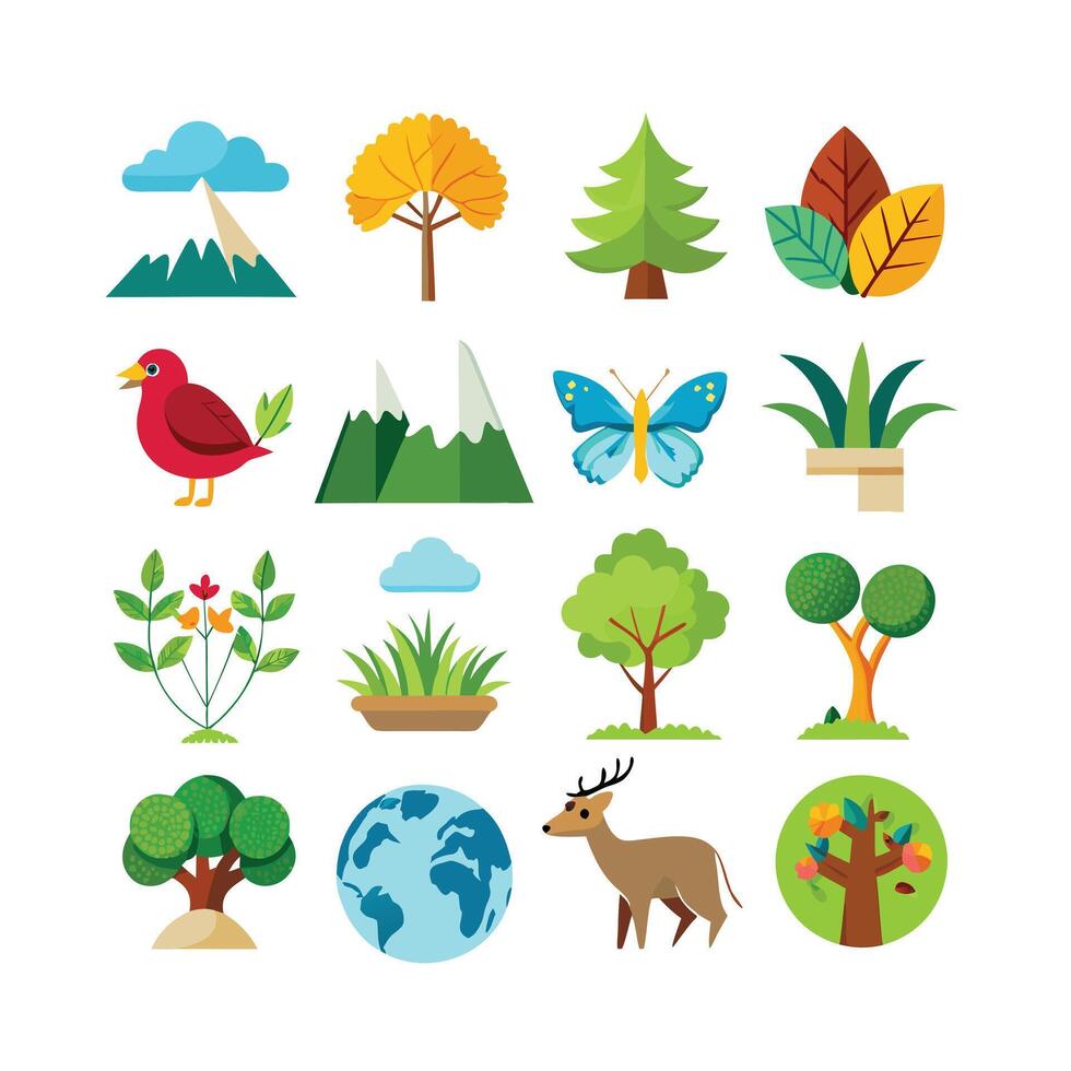 Nature Icon Set Collection Illustration vector