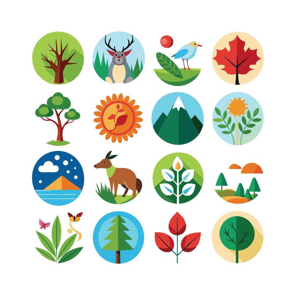 naturaleza icono conjunto colección ilustración vector