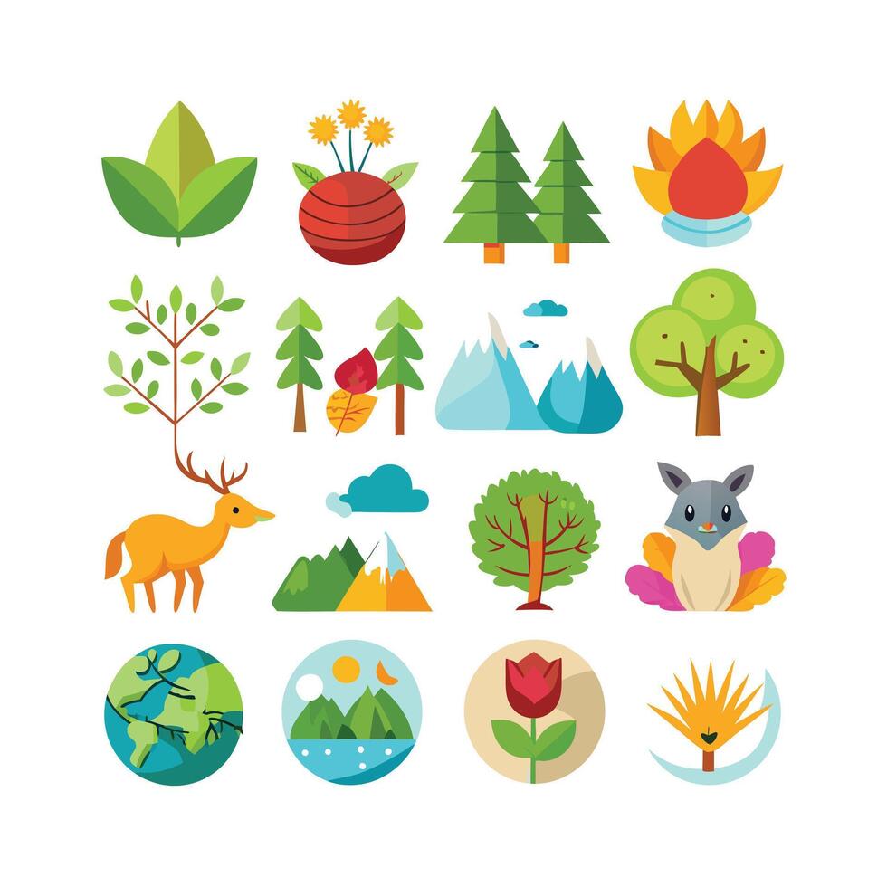 Nature Icon Set Collection Illustration vector