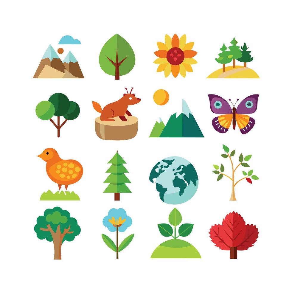 Nature Icon Set Collection Illustration vector